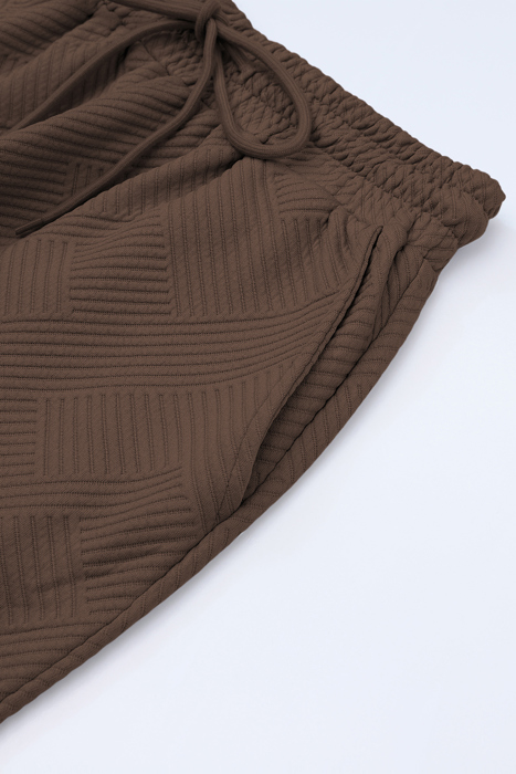 Manhattan Textured Brown Drawstring Pants Set for Women