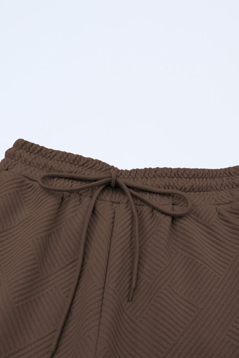 Manhattan Textured Brown Drawstring Pants Set for Women