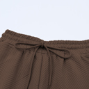  Manhattan Textured Brown Drawstring Pants Set for Women