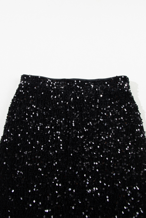 Black Sequin Mini Skirt for Women