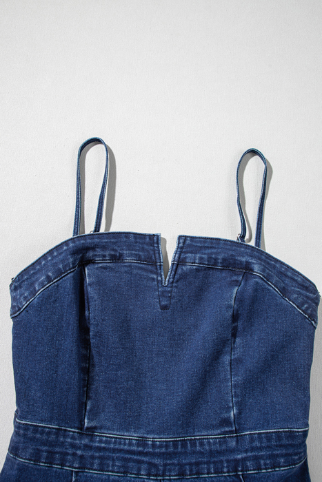Janie Blue High-Waisted Flared Jumpsuit with Removable Spaghetti Straps | Chic & Comfortable One-Piece
