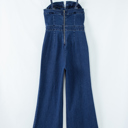  Janie Blue High-Waisted Flared Jumpsuit with Removable Spaghetti Straps | Chic & Comfortable One-Piece