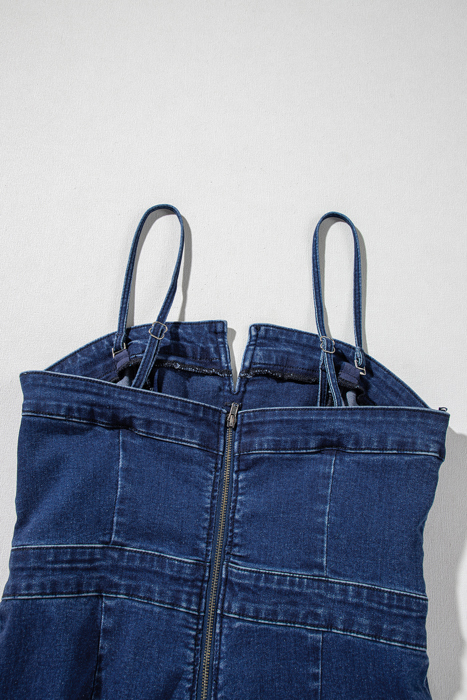 Janie Blue High-Waisted Flared Jumpsuit with Removable Spaghetti Straps | Chic & Comfortable One-Piece