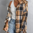  Remy Brown Plaid Button Down Shacket for Women