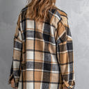  Remy Brown Plaid Button Down Shacket for Women