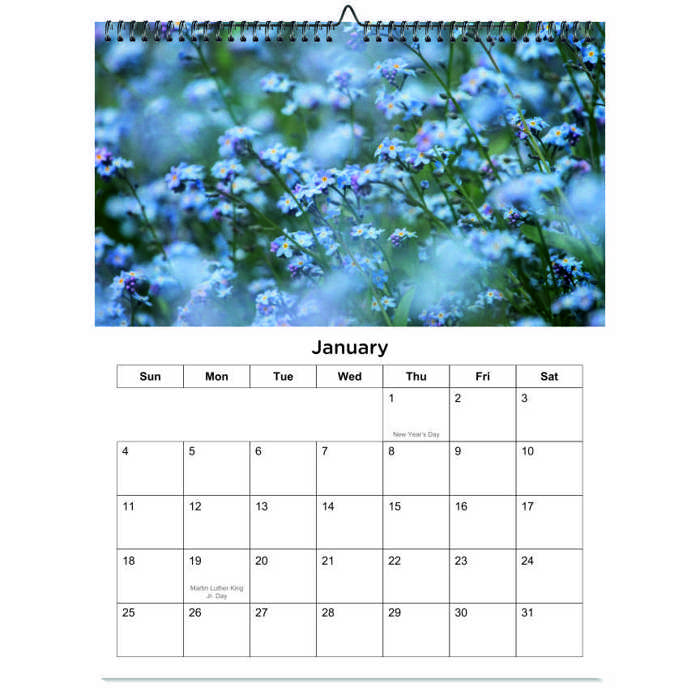 2026 Wall Calendar - Botanical Photography - 12-Month Bloom Series - 8.5x11 Wire-O Hanging Planner