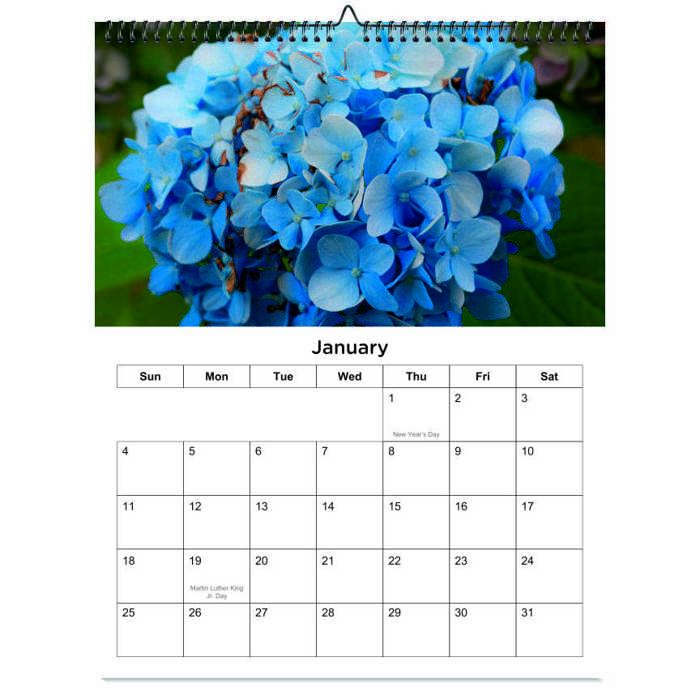 2026 Wall Calendar - Botanical Photography - 12-Month Bloom Series - 8.5x11 Wire-O Hanging Planner