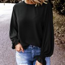  Clearance! Solid Ruffle Bubble Long Sleeve Top