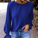  Clearance! Solid Ruffle Bubble Long Sleeve Top