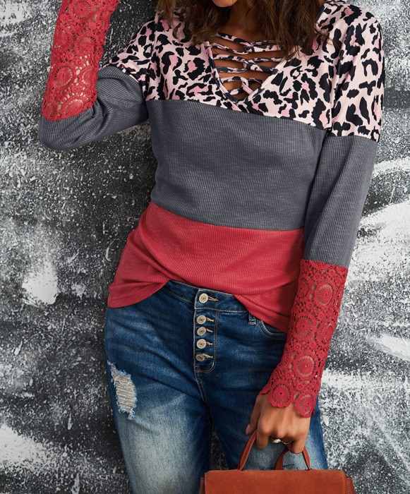 SALE! Leopard Colorblock Long Sleeve Top