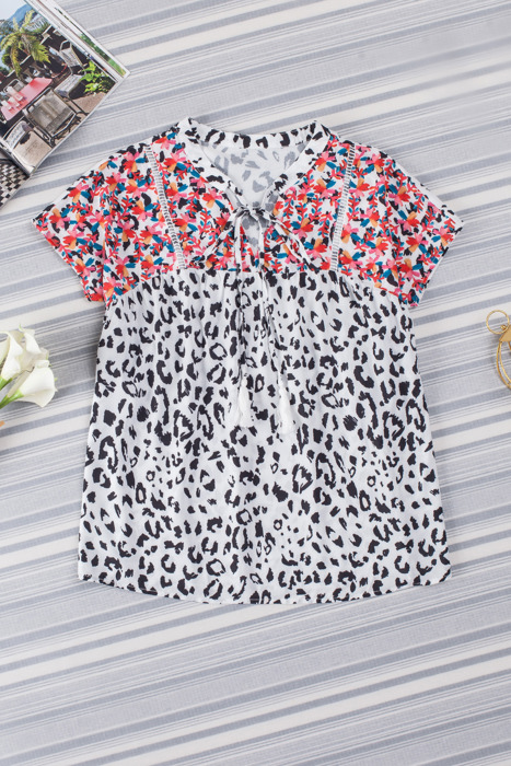 SALE! Abstract Leopard Tassel Blouse