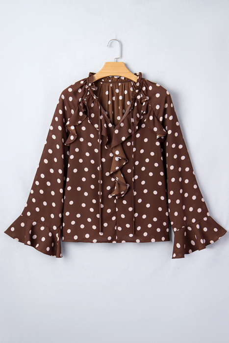Clearance! Charming Polka Dot Ruffle Blouse