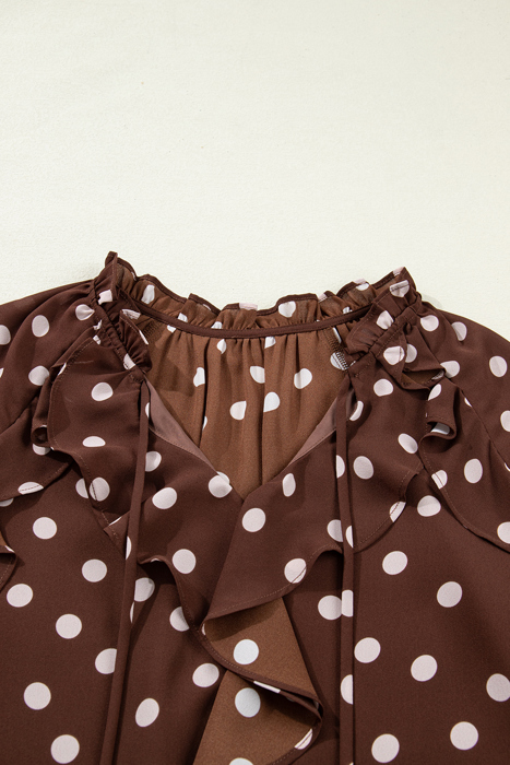 Clearance! Charming Polka Dot Ruffle Blouse
