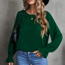  Clearance! Solid Ruffle Bubble Long Sleeve Top