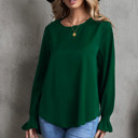  Clearance! Solid Ruffle Bubble Long Sleeve Top