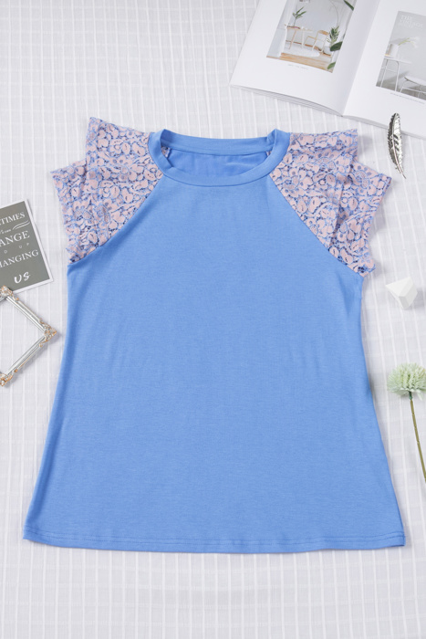 Sale! Tiered Lace Sleeve Knit Top
