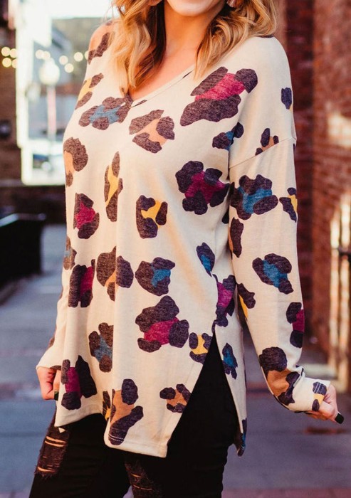 SALE! Colorful Leopard Long Sleeve Top