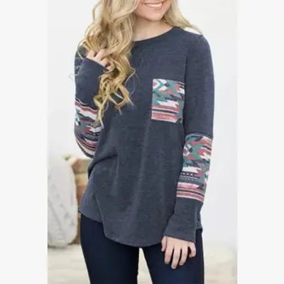 SALE! Aztec Colorblock Long Sleeve Shirt
