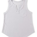  Sale! Notched Neck Eyelet Thermal Knit Tank