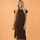  Clearance! Solid Side Slit T-Shirt Midi Dress