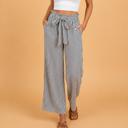  Clearance! Stripe Tied High Waist Straight Leg Pants