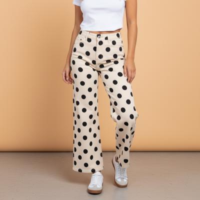 Clearance! Polka Dot Denim Wide Leg Jeans