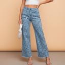  Clearance! Leopard Frayed Edge Wide Leg Jeans