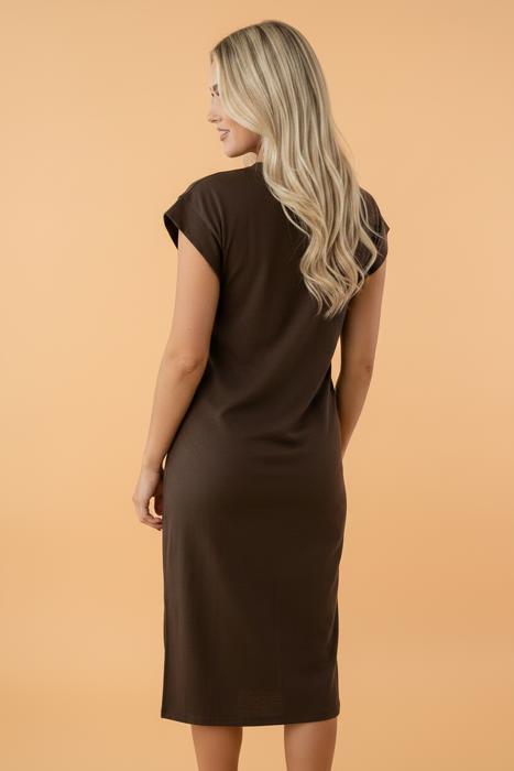 Clearance! Solid Side Slit T-Shirt Midi Dress