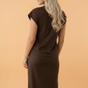  Clearance! Solid Side Slit T-Shirt Midi Dress