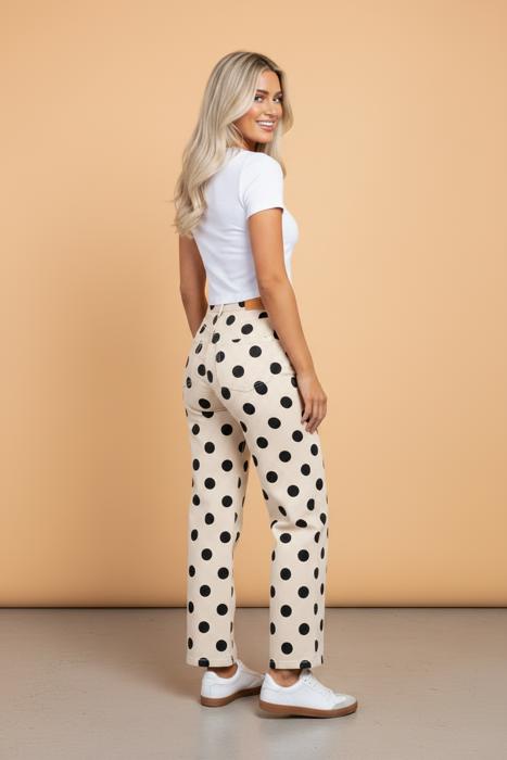Clearance! Polka Dot Denim Wide Leg Jeans