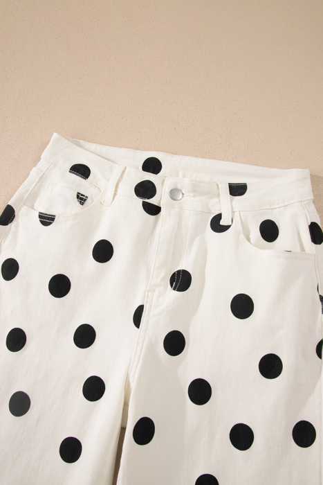 Clearance! Polka Dot Denim Wide Leg Jeans