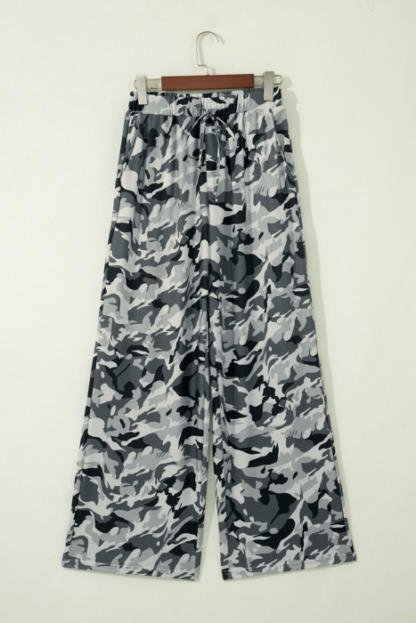 Clearance! Camo Drawstring Waist Wide Leg Pants