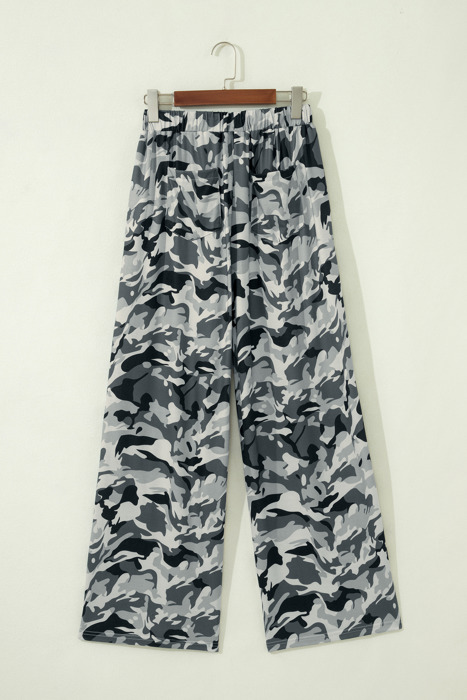 Clearance! Camo Drawstring Waist Wide Leg Pants