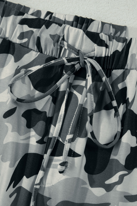 Clearance! Camo Drawstring Waist Wide Leg Pants
