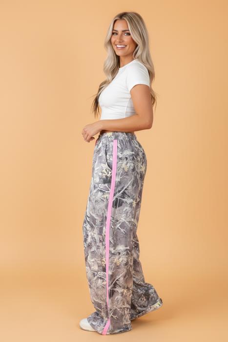 Clearance! Camo Side Stripe Wide Leg Sweatpants