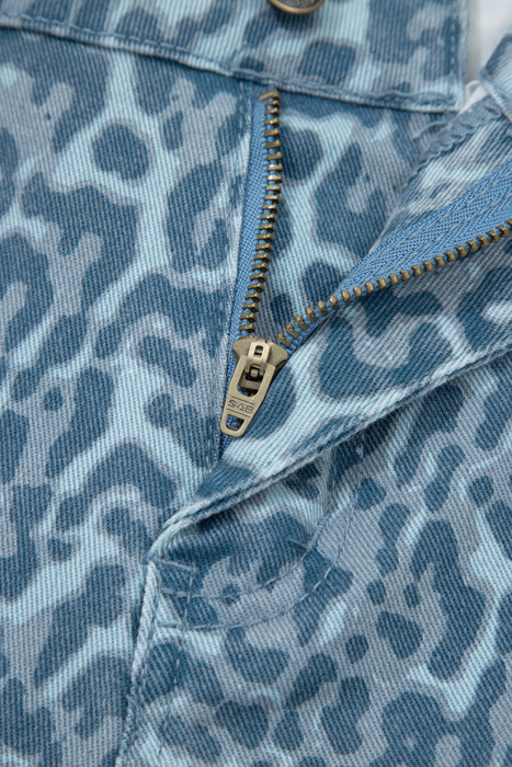 Clearance! Leopard Frayed Edge Wide Leg Jeans