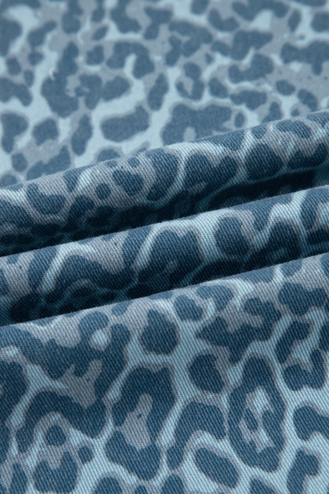Clearance! Leopard Frayed Edge Wide Leg Jeans