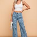  Clearance! Leopard Frayed Edge Wide Leg Jeans