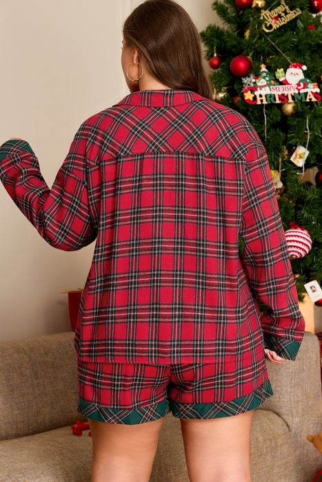 Clearance! Plus Size Christmas Plaid Pajama Set