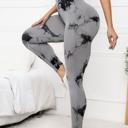 Gray Large Tie Dye Seamless High Waisted Workout Leggings Sports Pants