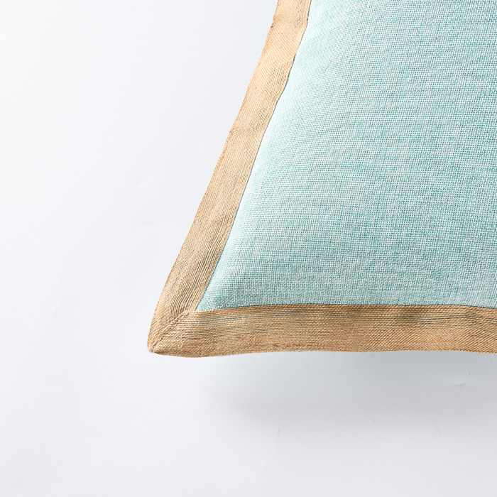 Set of 2 Decorative Throw Pillow Covers 20x20, Linen Pillow Covers with Burlap Trim, Farmhouse Square Cushion Cases for Couch Sofa Bedroom Living Room