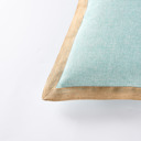 Aqua Set of 2 Decorative Throw Pillow Covers 20x20, Linen Pillow Covers with Burlap Trim, Farmhouse Square Cushion Cases for Couch Sofa Bedroom Living Room