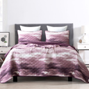  Reversible 3-Piece Bedspread Set - Watercolor Tie-Dye Quilted Bedding Coverlet with Pillow Shams