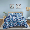  Reversible 3-Piece Stained Glass Mosaic Bedspread Set - Quilted Coverlet with Pillow Shams