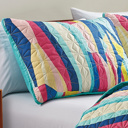  Reversible 3-Piece Vibrant Geometric Stripe Bedspread Set - Quilted Coverlet with Pillow Shams