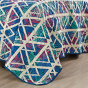  Reversible 3-Piece Geometric Triangle Bedspread Set - Quilted Coverlet with Pillow Shams