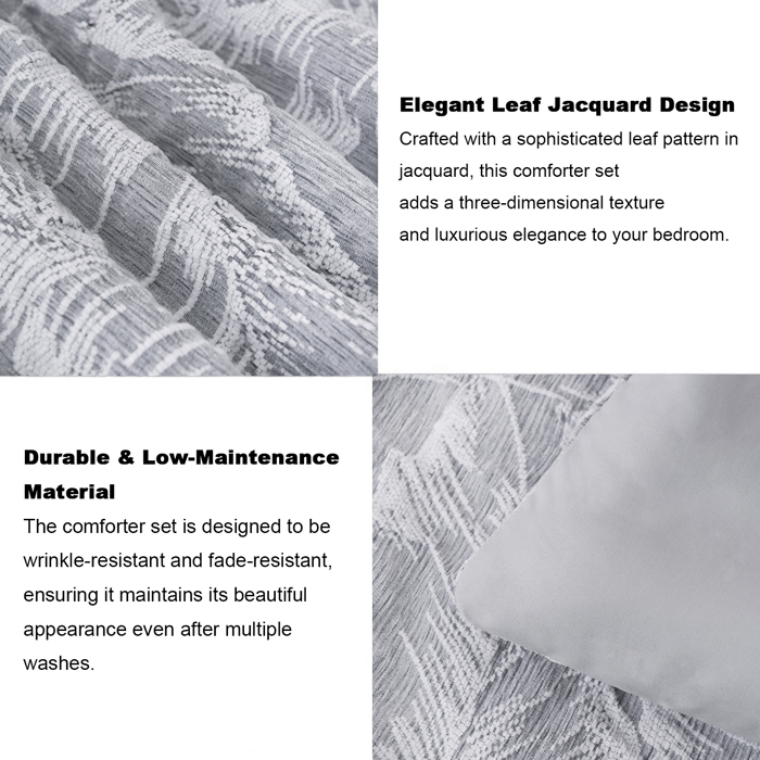 7 Piece Gray Chenille Jacquard Comforter Set