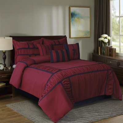 7 Piece Microfiber Ruffle and Patchwork Comforter Set