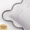  Throw Pillow Covers with Scalloped Border, Set of 2, 18"x18"