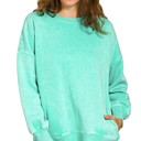  Acid Wash Fleece Hi-low Hem Pullover with Pockets